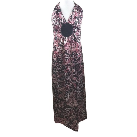 Baby Phat Dresses & Skirts - Baby Phat Maxi Dress Y2K 90s Long Halter Silky Women's 9 Small Paisley Black